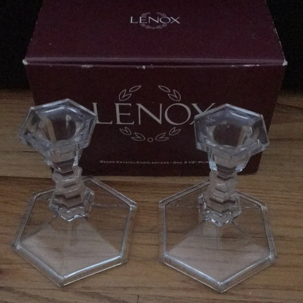 ✨NEW LENOX DECOR CRYSTAL CANDLESTICK SET 5.5